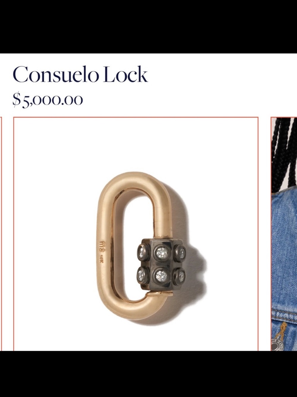 Marla Aaron  Consuelo Lock 14-Karat Gold LOCK ONLY